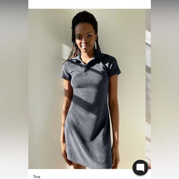 Cute TNA Aritizia Terry Cloth Dress 👗 BLUE NAVY - Picture 2 of 8